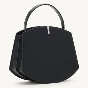 SAVETTE Florence 25 Top Handle Bag in Black Grained Calfskin Leather